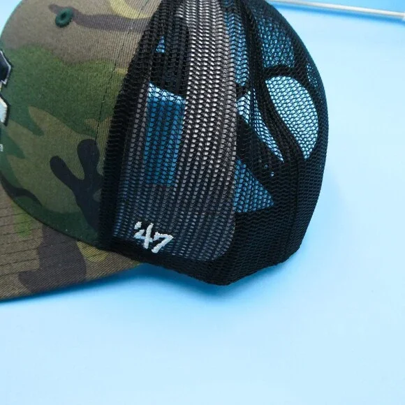 '47 Brand U of M Hat Mens Green Camo Trucker Snapback Cap Michigan Wolverines - Picture 4 of 8